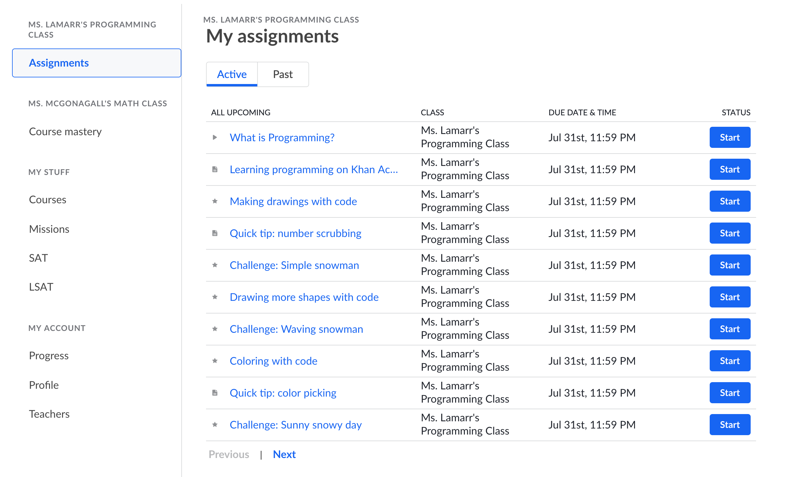 how do i see my assignments on khan academy