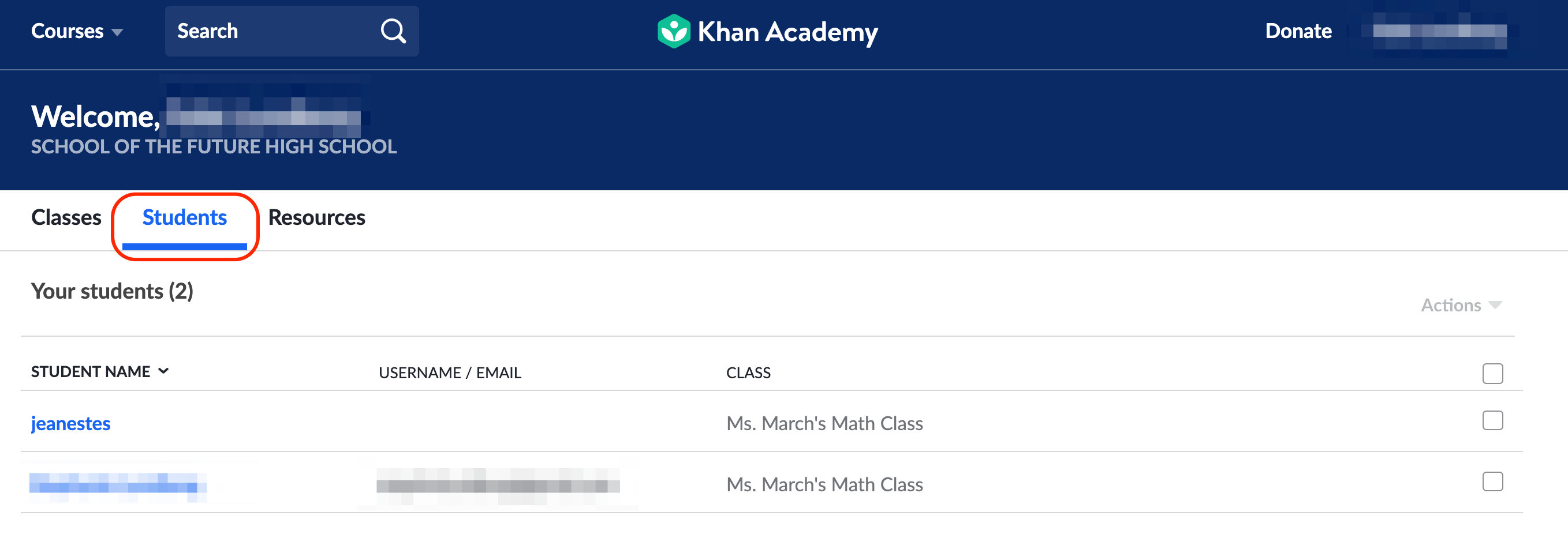 How do I add existing students to a class in my Teacher Dashboard